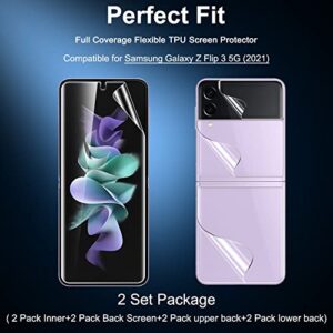 geekboy (2 Set Upgraded) screen protector compatible for Samsung Galaxy Z Flip 3 5G 2021, 2 Pack Inner and Back Flexible Soft TPU Screen Cover Film for Galaxy Z Flip 3, Case Friendly, Anti Scratch