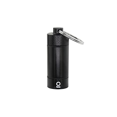 ONGROK Premium Mini Storage Tube, Keychain, Pocket-Sized, Airtight, Aluminum Metal Holder and Case (Black)