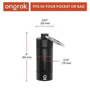 ONGROK Premium Mini Storage Tube, Keychain, Pocket-Sized, Airtight, Aluminum Metal Holder and Case (Black)