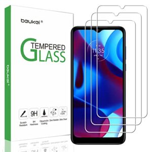 beukei (3 pack) compatible for motorola moto g pure screen protector tempered glass, (6.5 inch) touch sensitive,case friendly, 9h hardness