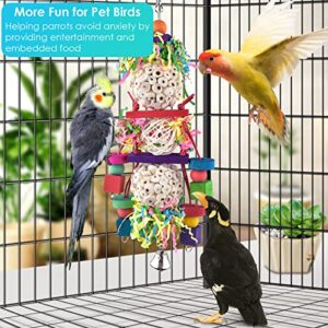 Bissap Conure Toys, Bird Parrot Foraging Shredder Hanging Toys Sola Balls Sepak Takraw with Bell for Small Parrots Parakeets Conures Cockatiels Love Birds Cage Toy