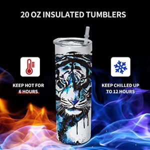 AGH 24 Pack 20oz Sublimation Tumblers with Metal Sraws and Lids Straight Skinny Tumblers Bulk, Stainless Steel Vacuum Insulated Tumblers, Double Wall Sublimation Tumbler Keep Coffee Chilled for Hours