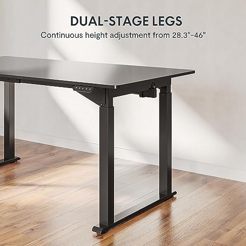 FLEXISPOT Dual Motors 4 Legs Standing Desk 63 x 30 Inch Adjustable Height Desk with Splice Board Home Office Computer Workstation Electric Sit Stand up Desk, Black Top + Black Frame