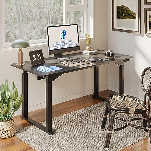 FLEXISPOT Dual Motors 4 Legs Standing Desk 63 x 30 Inch Adjustable Height Desk with Splice Board Home Office Computer Workstation Electric Sit Stand up Desk, Black Top + Black Frame