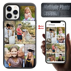 emidy custom phone case for iphone 13 case personalized multi picture collage photo phone cases,customized phone cover for birthday xmas valentines friends gift mini pro max (frosted black-5 sheet)