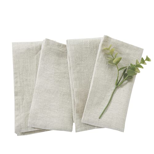 EVERLY Linen Cloth Napkins, Set of 4 100% Stonewashed French Linen Napkins, Dinner Napkins Everyday Use Cocktail Napkins, 18x18 Inches Wedding Napkins Cloth Washable