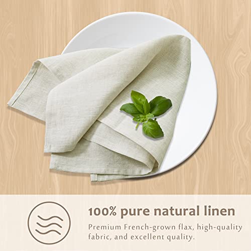 EVERLY Linen Cloth Napkins, Set of 4 100% Stonewashed French Linen Napkins, Dinner Napkins Everyday Use Cocktail Napkins, 18x18 Inches Wedding Napkins Cloth Washable