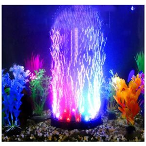 4.92 inch 12 leds fish tank light, bubbler stone, led aquarium lights disk, submersible fish tank decorations accessories, underwater round small bubbles lamp without air pump