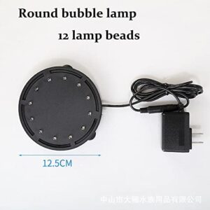 4.92 inch 12 LEDs Fish Tank Light, Bubbler Stone, LED Aquarium Lights Disk, Submersible Fish Tank Decorations Accessories, Underwater Round Small Bubbles Lamp Without air pump