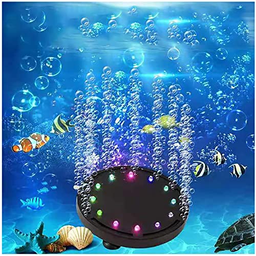4.92 inch 12 LEDs Fish Tank Light, Bubbler Stone, LED Aquarium Lights Disk, Submersible Fish Tank Decorations Accessories, Underwater Round Small Bubbles Lamp Without air pump
