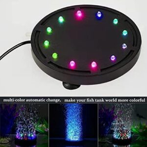 4.92 inch 12 LEDs Fish Tank Light, Bubbler Stone, LED Aquarium Lights Disk, Submersible Fish Tank Decorations Accessories, Underwater Round Small Bubbles Lamp Without air pump