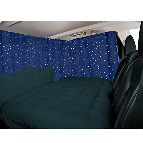 ZATOOTO Car Privacy Divider Curtains - Blue Satin Window Sun Shades - Travel Camping Interior Space Partition Curtain for Family Sleeping