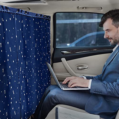 ZATOOTO Car Privacy Divider Curtains - Blue Satin Window Sun Shades - Travel Camping Interior Space Partition Curtain for Family Sleeping