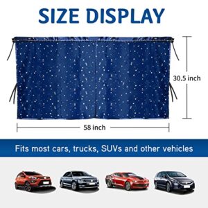 ZATOOTO Car Privacy Divider Curtains - Blue Satin Window Sun Shades - Travel Camping Interior Space Partition Curtain for Family Sleeping