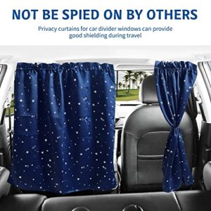 ZATOOTO Car Privacy Divider Curtains - Blue Satin Window Sun Shades - Travel Camping Interior Space Partition Curtain for Family Sleeping