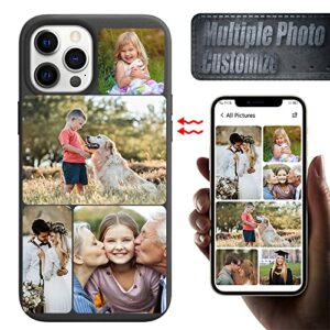 EMIDY Custom Phone Case for iPhone 13 Pro Max Case Personalized Multi Picture Collage Photo Phone Cases,Customized Phone Cover for Birthday Xmas Valentines Friends Gift (Frosted Black-4 Sheet)