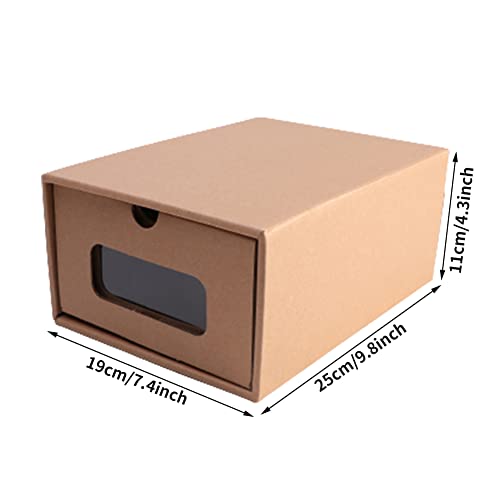 Houseen Shoes Box, 2 Pack, Waterproof Paper Cardboard, Stackable, Stackable Storage Boxes, Transparent Window(Brow)