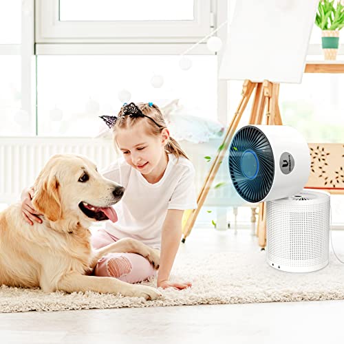 URBANITE Air Purifiers for Home Bedroom Office H13 True HEPA Filter 2-in-1 Air Cleaner Purifier with Fan Remove 99.97% Dust Pet Dander Odor Smoke Pollen White