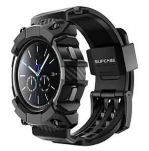 supcase unicorn beetle pro series rugged protective case with strap bands for 46 mm galaxy watch 4 (2021 release), black