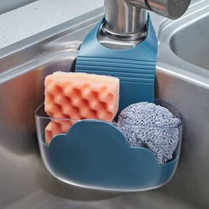 sink caddy sponge holder sink sponge organizer, cloud hanging kitchen adjustable strap faucet caddy (2 pack, blue)