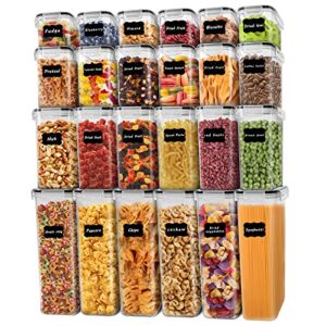 ddf iohef 24 pack cereal containers storage set, airtight food containers, kitchen pantry organization and storage, bpa free plastic, for pasta, flour, snack - includes labels, marker & spoons set