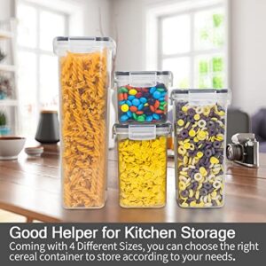 DDF iohEF 24 Pack Cereal Containers Storage Set, Airtight Food Containers, Kitchen Pantry Organization and Storage, BPA Free Plastic, for Pasta, Flour, Snack - Includes Labels, Marker & Spoons Set