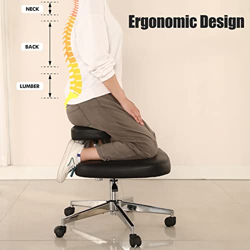 Tcowoy Ergonomic Cross Legged Chair for Office or Home,Kneeling Chair with Adjustable Height for Computer Workers, Yoga Lovers, Meditation Fanatics (Black)