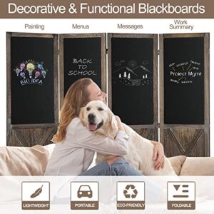 5.8Ft Tall Wood Room Divider with Chalkboard Panels, 4 Panel Rustic Folding Privacy Screens Room Divider, Partition Wall dividers for Rooms, Room Separator, Folding Screen, Rustic Barnwood, Brown