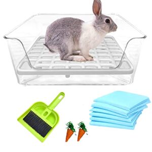 hamiledyi rabbit litter box potty small animal bunny litter toilet plastic square cage litter box training for guinea pigs chinchilla ferret and small furry animals(10pcs) (white)