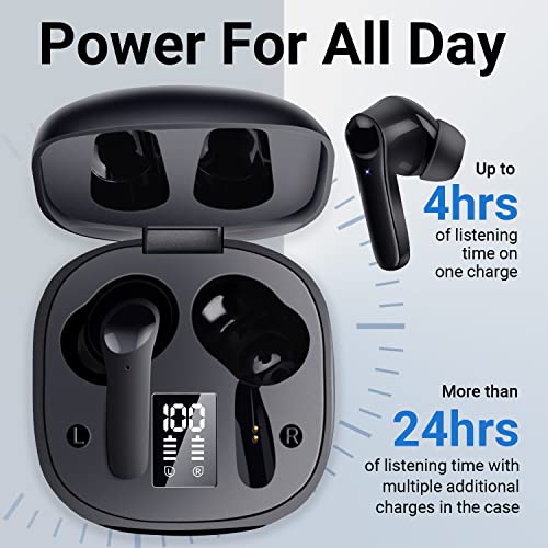 HOPENE Wireless Bluetooth Earbuds - Deap Bass in-Ear Earphones True Wireless Stereo & Clear Call Fit for iPhone Laptop iPad Cell Phone,Comfortable for Running Exercise Outdoors Workout Sport