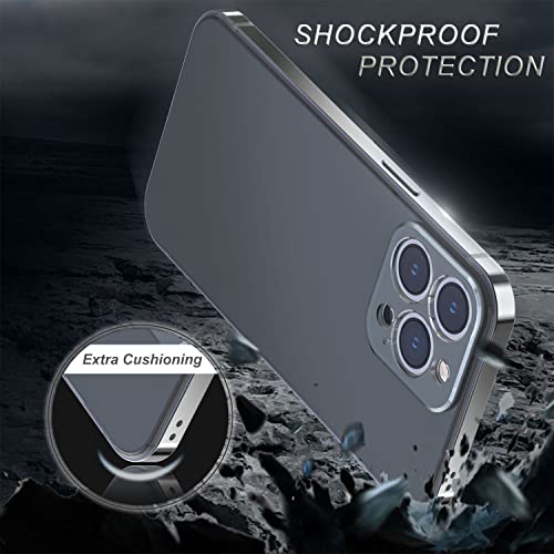 13peas Case for iPhone 13 Pro Max Solid Color Slim Cover with Steel Metal Coated Plastic Frame，Anti-Scratch Protective Microfiber Lining Shell for Women Men (Pure Black)