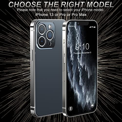 13peas Case for iPhone 13 Pro Max Solid Color Slim Cover with Steel Metal Coated Plastic Frame，Anti-Scratch Protective Microfiber Lining Shell for Women Men (Pure Black)