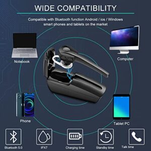 OPINAY Bluetooth Headset,Wireless Ultralight V5.1 Bluetooth Earpiece,CVC8.0 HD Hands-Free Earphones with Built-in Mic,60Hrs Playtime with 500mAh Charging Case for Business/Office/Driving/Workout