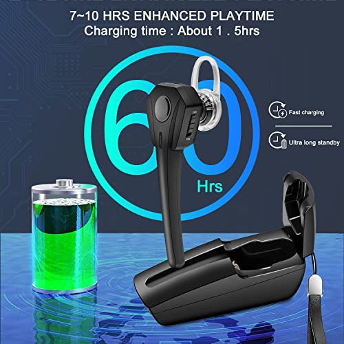 OPINAY Bluetooth Headset,Wireless Ultralight V5.1 Bluetooth Earpiece,CVC8.0 HD Hands-Free Earphones with Built-in Mic,60Hrs Playtime with 500mAh Charging Case for Business/Office/Driving/Workout