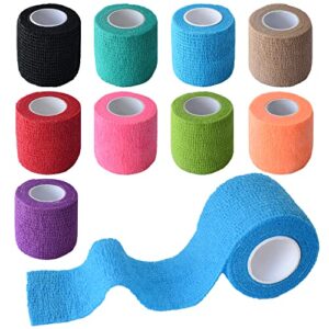 gondiane 9 pack 2" x 5 yards self adhesive bandage wrap self stick wrap for ankle, wrist, finger, sports, breathable cohesive vet tape for pets (multi colors)