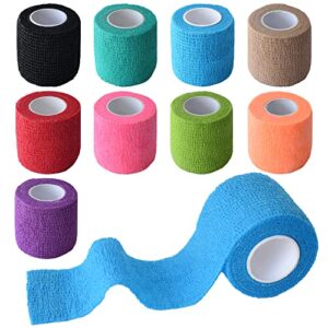 Gondiane 9 Pack 2" x 5 Yards Self Adhesive Bandage Wrap Self Stick Wrap for Ankle, Wrist, Finger, Sports, Breathable Cohesive Vet Tape for Pets (Multi Colors)