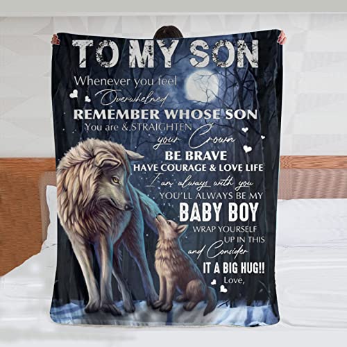 to My Son Flannel Blankets from Dad Mom Gifts for Son Throw Blankets Soft Cozy Flannel Fleece Blanket to My Son Fleece Blanket Soft Warm Bed Blankets 60x50 in