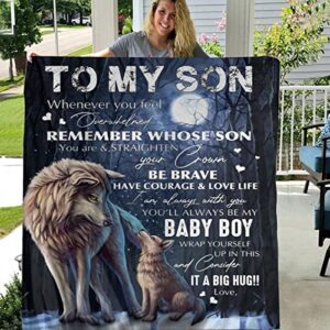 to My Son Flannel Blankets from Dad Mom Gifts for Son Throw Blankets Soft Cozy Flannel Fleece Blanket to My Son Fleece Blanket Soft Warm Bed Blankets 60x50 in