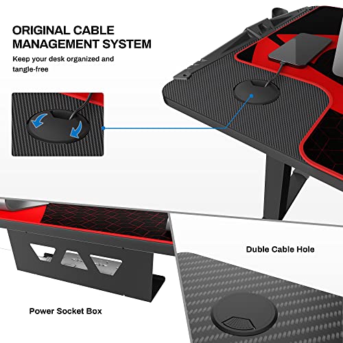 It's_Organized Electric Height Adjustable Standing Desk 65 inch,Dual Motor Sit Stand Large Gaming Computer Desk with RGB LED Lights, Large Extended Gaming Mat for Gaming and Home Office