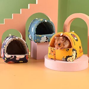 LAPUTA Guinea Pig Nest Hamster Cuddle Cave Winter Bed Warm Cartoon Pattern Sleeping Cushion Pet Hideout Small Animal Squirrel Hedgehog House Mini Cage Rose Red Strawberry S