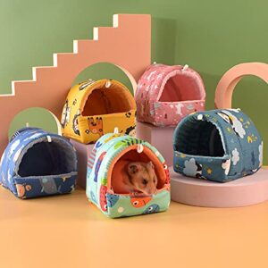 LAPUTA Guinea Pig Nest Hamster Cuddle Cave Winter Bed Warm Cartoon Pattern Sleeping Cushion Pet Hideout Small Animal Squirrel Hedgehog House Mini Cage Rose Red Strawberry S