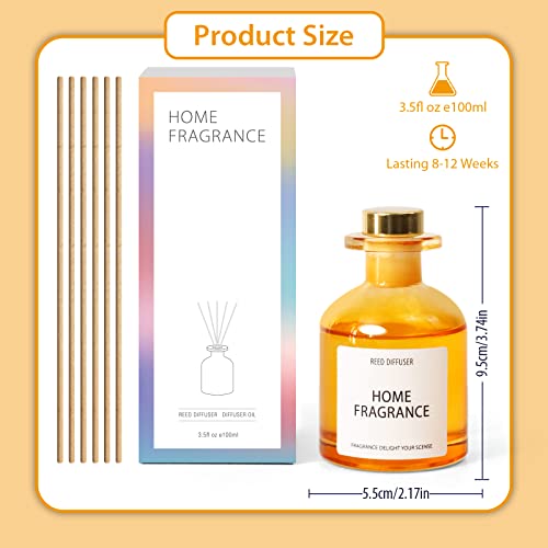 Reed Diffuser, Reed Diffuser Oil, Oil Diffuser with 6 Reed Sticks, Reed Diffuser Set, Scent Diffuser, Diffuser Oil, Home Fragrance Products Lemon soda 3.4oz