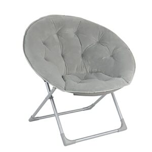 amazon basics faux fur saucer shaped chair with foldable metal frame, grey, 32.3"d x 27.2"w x 32.3"h
