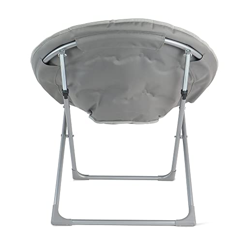 Amazon Basics Faux Fur Saucer Shaped Chair with Foldable Metal Frame, Grey, 32.3"D x 27.2"W x 32.3"H