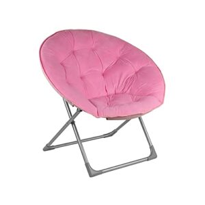 amazon basics faux fur saucer shaped chair with foldable metal frame, pink, 27.2"d x 32.3"w x 32.3"h