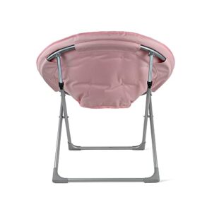 Amazon Basics Faux Fur Saucer Shaped Chair with Foldable Metal Frame, Pink, 27.2"D x 32.3"W x 32.3"H