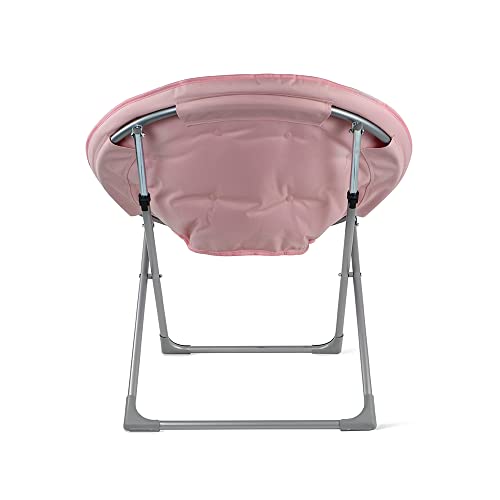 Amazon Basics Faux Fur Saucer Shaped Chair with Foldable Metal Frame, Pink, 27.2"D x 32.3"W x 32.3"H