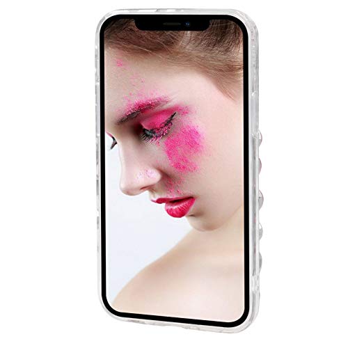 Crystal Mirror Case for iPhone 13 Pro,Luxury Sparkle Bling 3D Diamond Rhinestone Phone Case Women Girls Makeup MOIKY Clear Slim Shockproof TPU Bumper Protective Cover for iPhone 13 Pro(Pink)