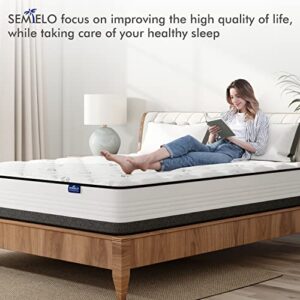 SEMIELO Queen Size Mattress 10 Inch, Memory Foam Hybrid Mattress Cool Sleep/Medium Firm/CertiPUR-US Certified, Pressure Relieving Bed Mattress in a Box with Individually Wrapped Coils