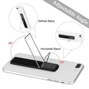 4 Pieces Phone Grip Strap Telescopic Phone Kickstand Elastic Finger Holer Hand Strap Adhesive Loop for Phone Grip with Stand Compatible with Most Smartphones (Black, Silver, Gold, Rose Gold)